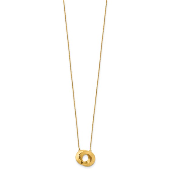 Leslie's 14K Polished and Brushed Double Circle 16in with 2in ext Necklace