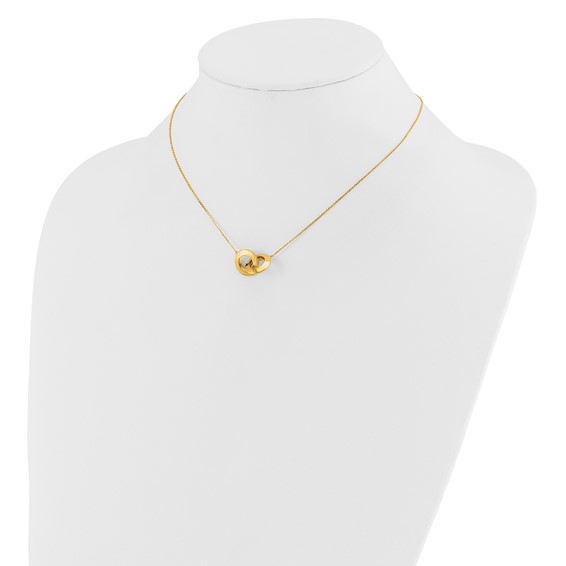 Leslie's 14K Polished and Brushed Double Circle 16in with 2in ext Necklace