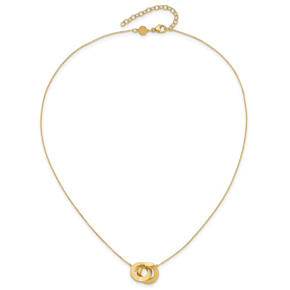 Leslie's 14K Polished and Brushed Double Circle 16in with 2in ext Necklace