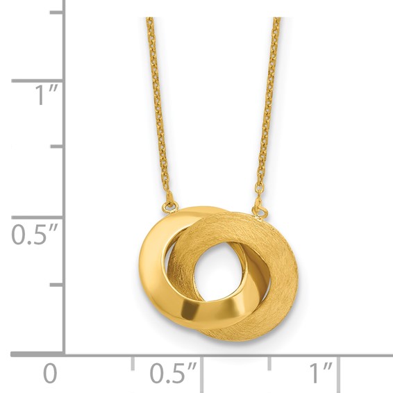 Leslie's 14K Polished and Brushed Double Circle 16in with 2in ext Necklace