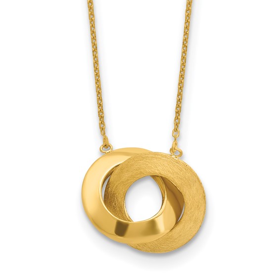 Leslie's 14K Polished and Brushed Double Circle 16in with 2in ext Necklace
