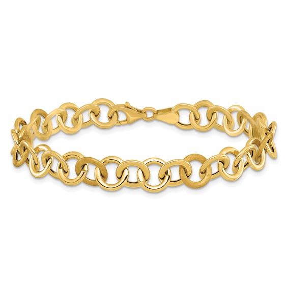 Leslie's 14K Polished and Satin Fancy Circle Link Bracelet