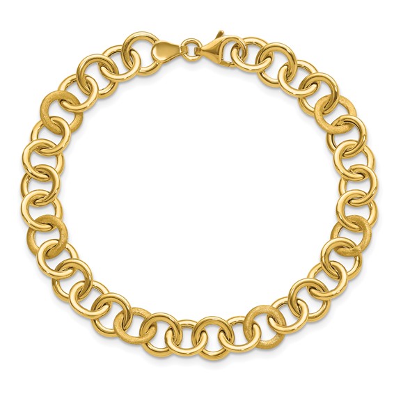 Leslie's 14K Polished and Satin Fancy Circle Link Bracelet