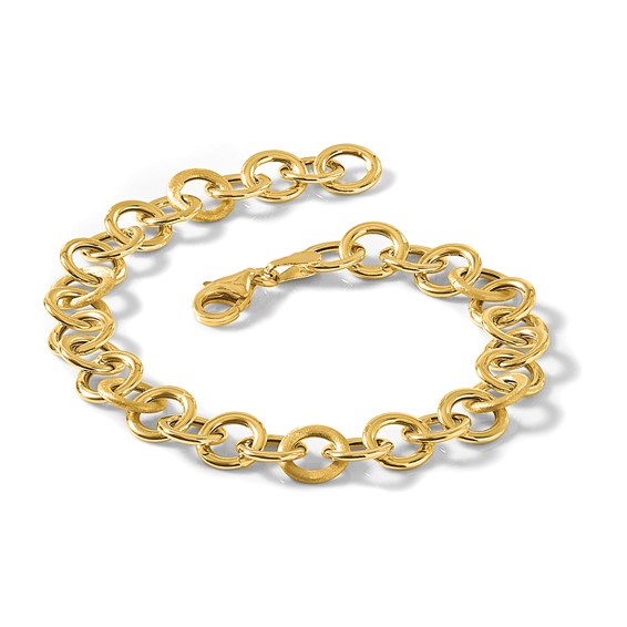 Leslie's 14K Polished and Satin Fancy Circle Link Bracelet