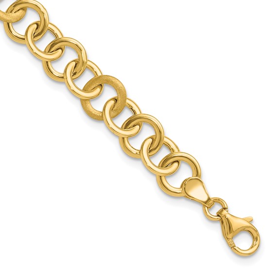 Leslie's 14K Polished and Satin Fancy Circle Link Bracelet