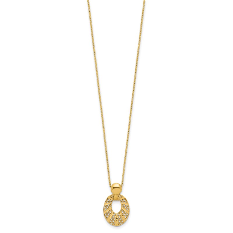 14k Polished D/C 16in w/2.25in ext. Necklace