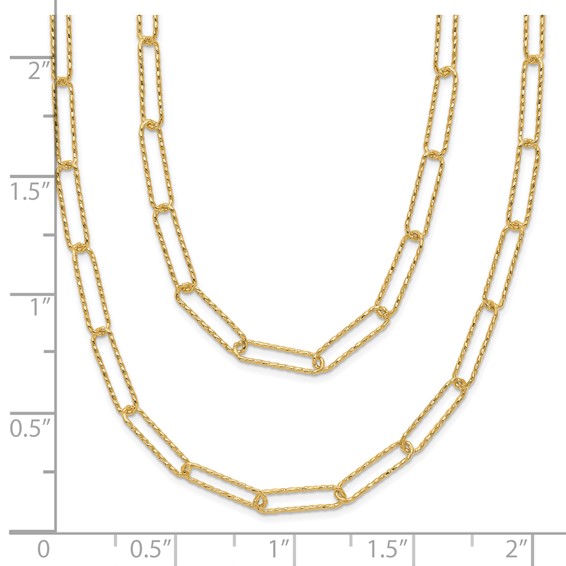 Leslie's 14K Polished and Textured 2-strand Paperclip Necklace