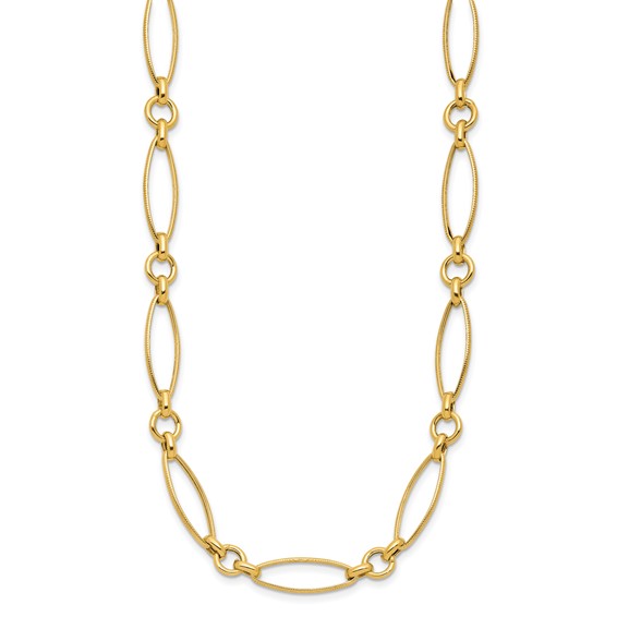 Leslie's 14K Polished and Diamond-cut Fancy Link 19in Necklace