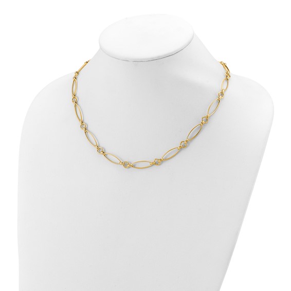 Leslie's 14K Polished and Diamond-cut Fancy Link 19in Necklace