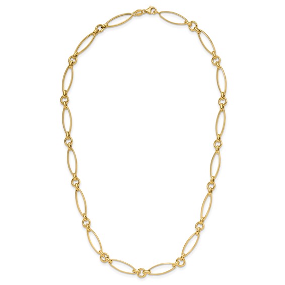 Leslie's 14K Polished and Diamond-cut Fancy Link 19in Necklace