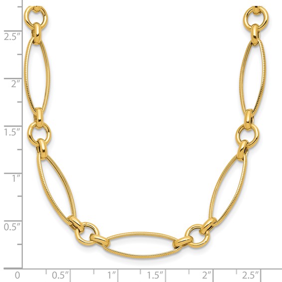 Leslie's 14K Polished and Diamond-cut Fancy Link 19in Necklace