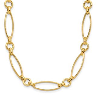 Leslie's 14K Polished and Diamond-cut Fancy Link 19in Necklace