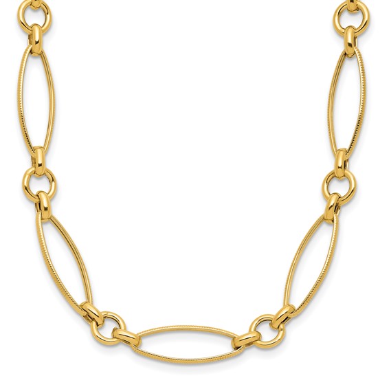 Leslie's 14K Polished and Diamond-cut Fancy Link 19in Necklace