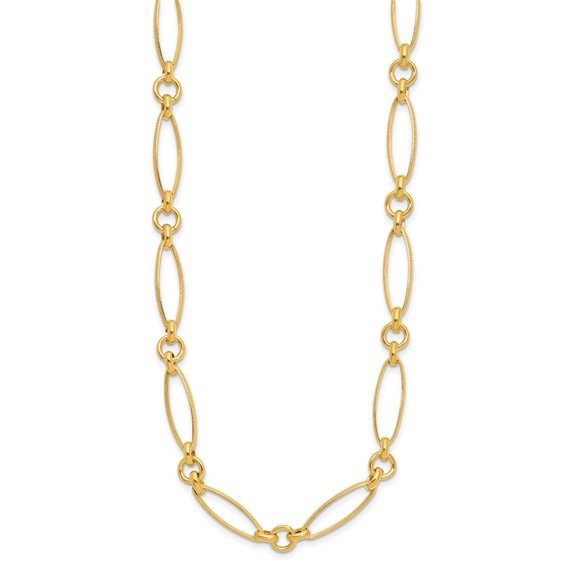 Leslie's 14K Polished and Diamond-cut Fancy Link Necklace