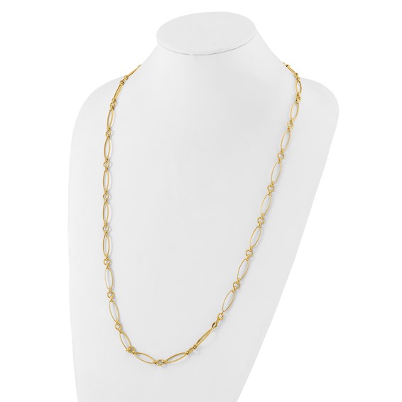 Leslie's 14K Polished and Diamond-cut Fancy Link Necklace