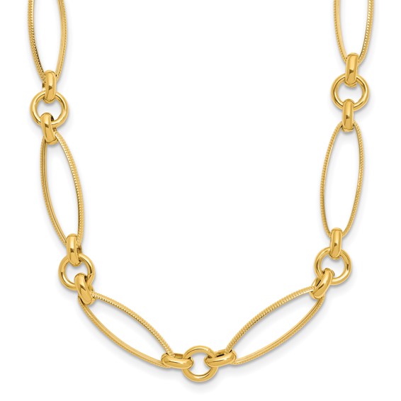 Leslie's 14K Polished and Diamond-cut Fancy Link Necklace