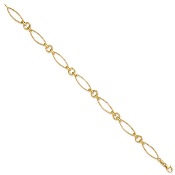 Leslie's 14K Polished and Diamond-cut Fancy Link 8.5in Bracelet
