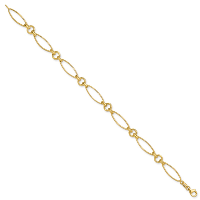 14K Polished and Diamond-cut Fancy Link 8.5in Bracelet