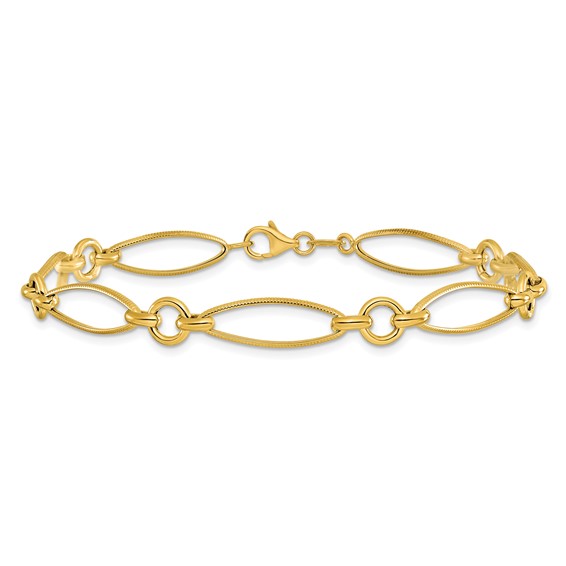 Leslie's 14K Polished and Diamond-cut Fancy Link 8.5in Bracelet