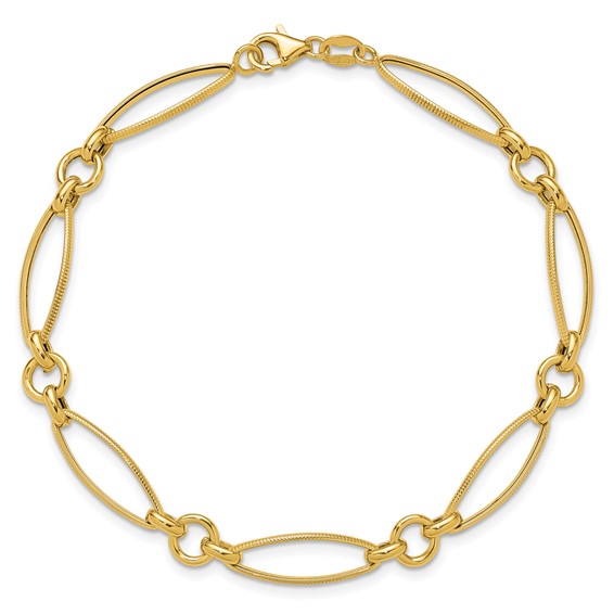 Leslie's 14K Polished and Diamond-cut Fancy Link 8.5in Bracelet