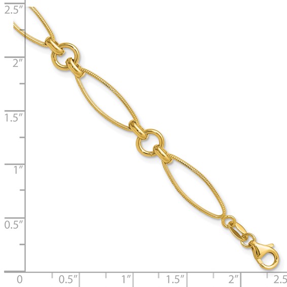Leslie's 14K Polished and Diamond-cut Fancy Link 8.5in Bracelet