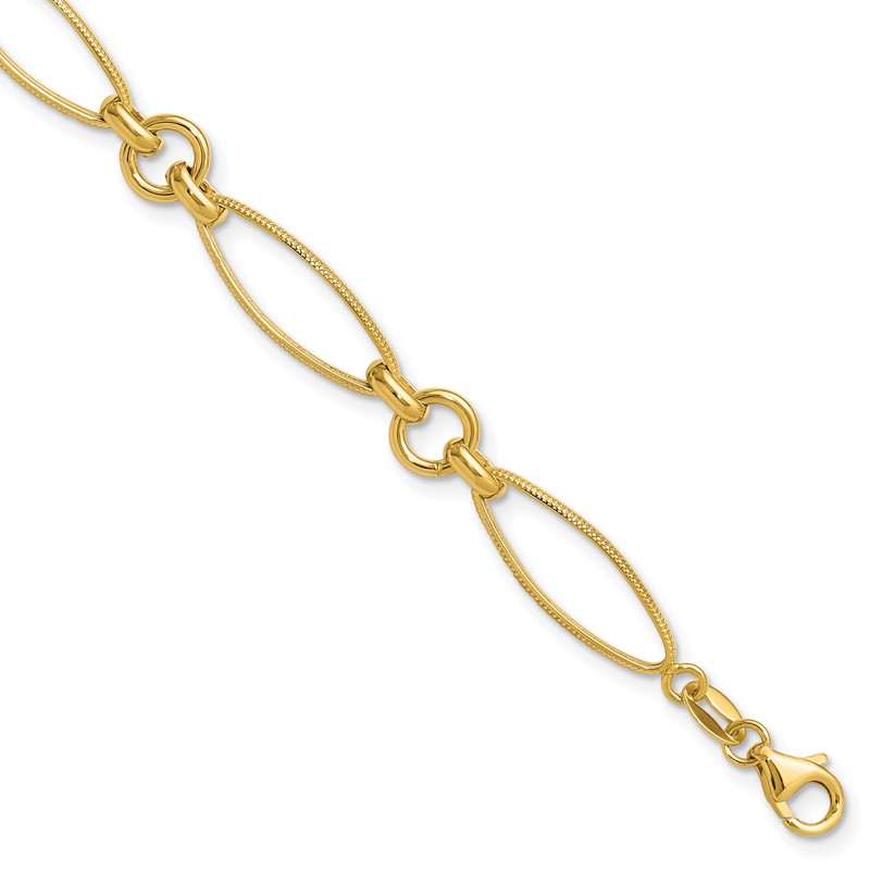 14K Polished and Diamond-cut Fancy Link 8.5in Bracelet
