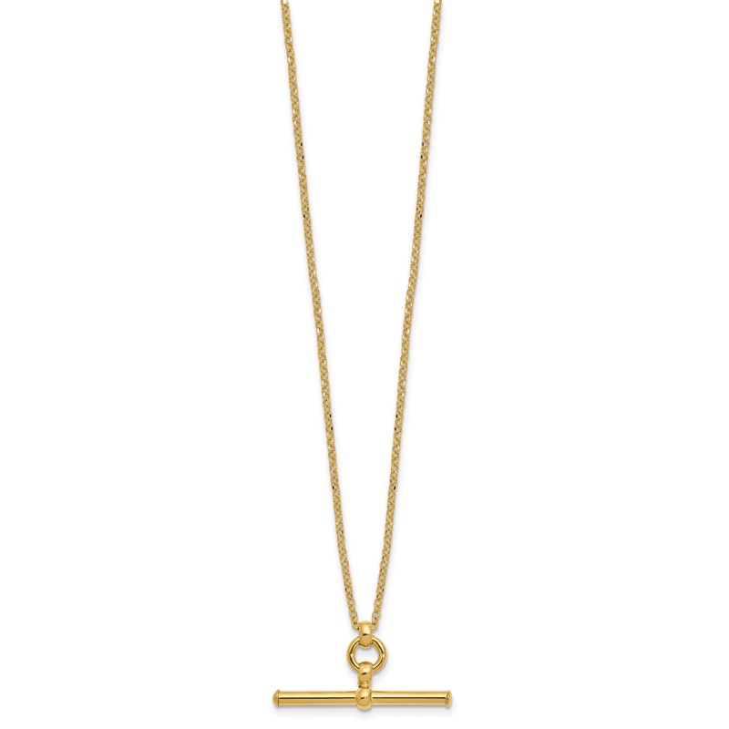 14K Polished Bar w/1.5in ext. Necklace