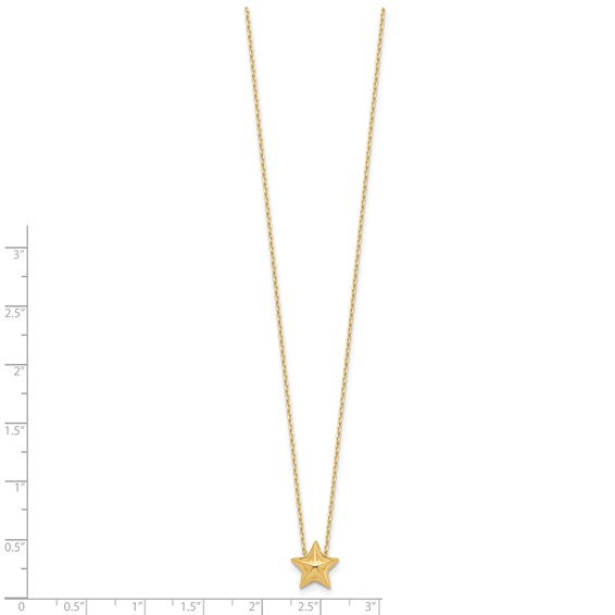 Leslie's 14K Polished Hollow Star Pendant w/1in. ext. Necklace