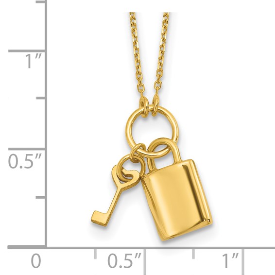 Leslie's 14K Polished Lock and Key 16in with 2in ext Necklace