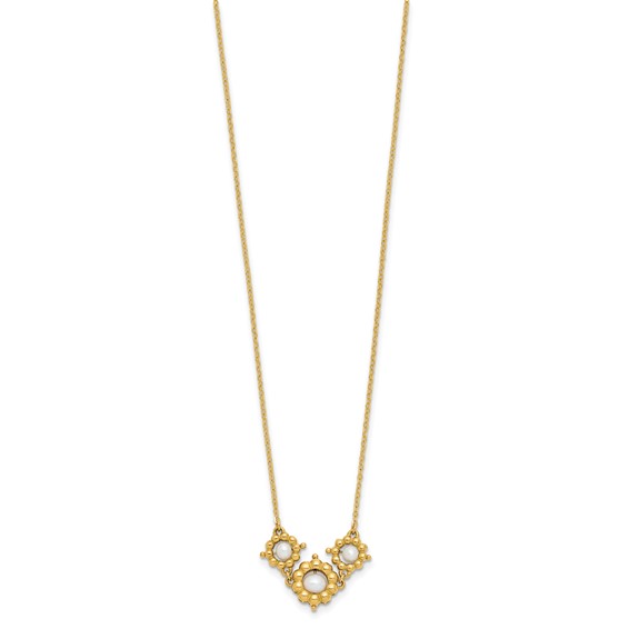 Leslie's 14k Polished FWC Pearl Flower 16in w/2in ext. Necklace