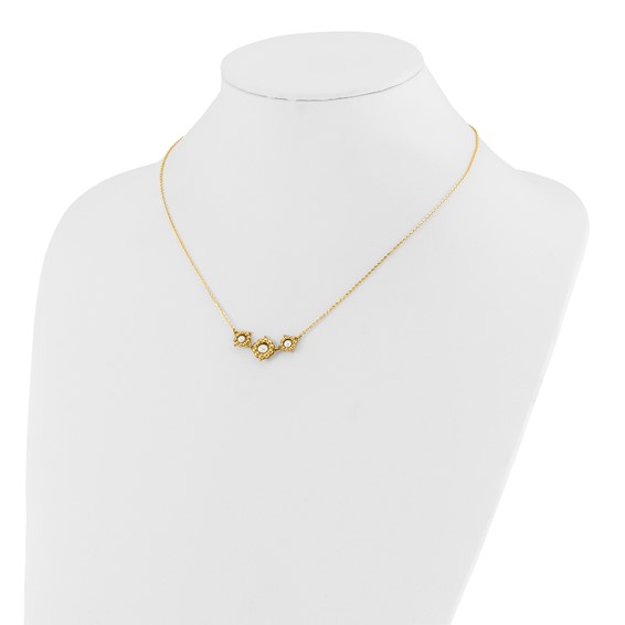 Leslie's 14k Polished FWC Pearl Flower 16in w/2in ext. Necklace