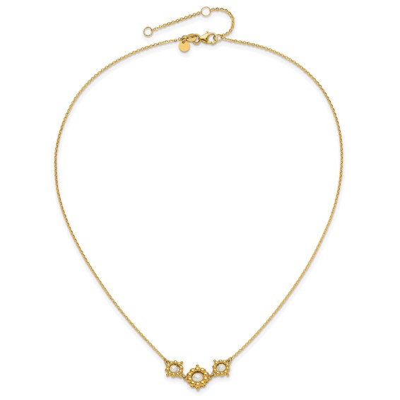 Leslie's 14k Polished FWC Pearl Flower 16in w/2in ext. Necklace