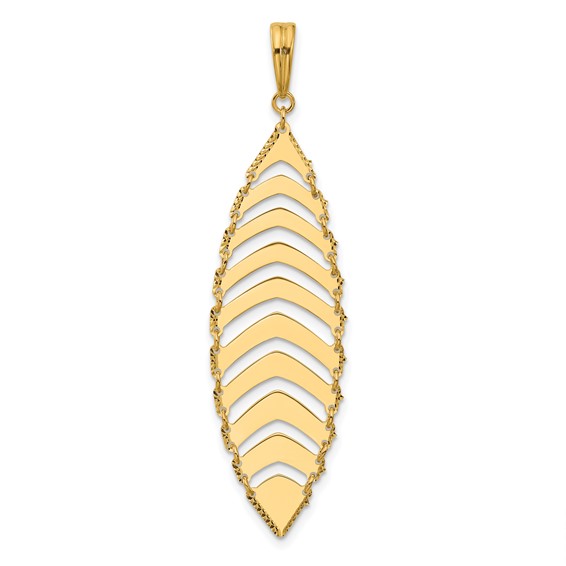 Leslie's 14K Polished and Dia-cut Fancy Dangle Pendant