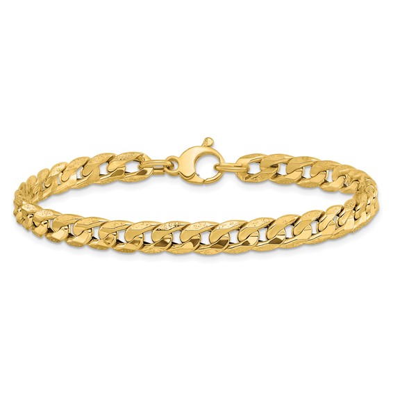 Leslie's 14K Polished and Textured Fancy Curb Bracelet