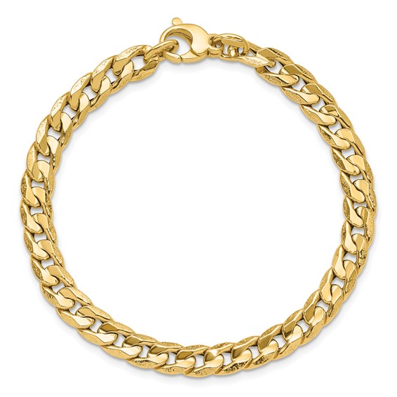 Leslie's 14K Polished and Textured Fancy Curb Bracelet