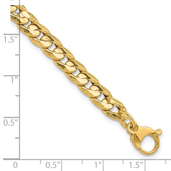 Leslie's 14K Polished and Textured Fancy Curb Bracelet