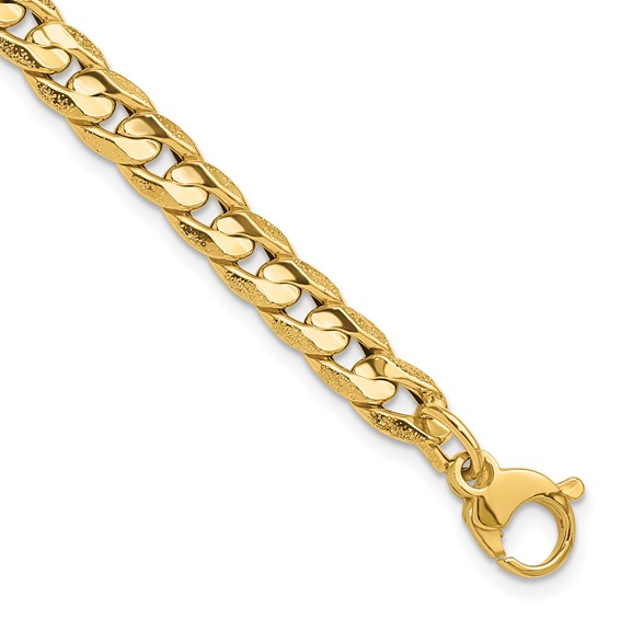 Leslie's 14K Polished and Textured Fancy Curb Bracelet