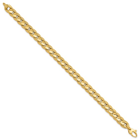 Leslie's 14K Polished and Textured Fancy Curb Men's Bracelet