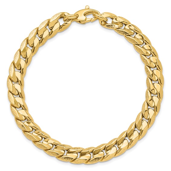 Leslie's 14K Polished and Textured Fancy Curb Men's Bracelet