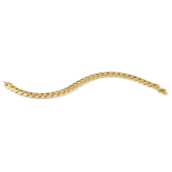 Leslie's 14K Polished and Textured Fancy Curb Men's Bracelet