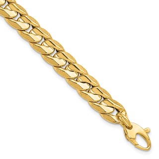 Leslie's 14K Polished and Textured Fancy Curb Men's Bracelet