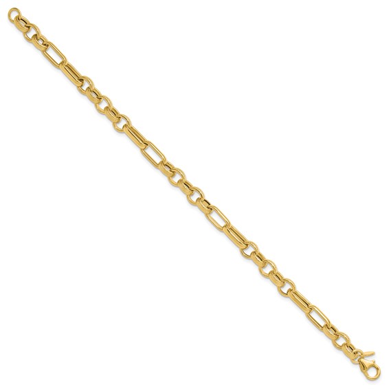 Leslie's 14K Polished and Textured Fancy Link Bracelet