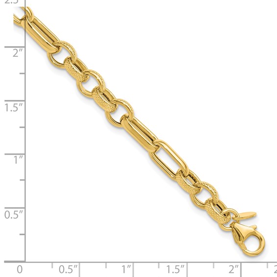 Leslie's 14K Polished and Textured Fancy Link Bracelet