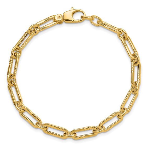 Leslie's 14K Polished Fancy Oval Paperclip Link Bracelet