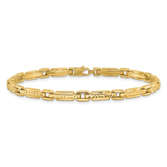 Leslie's 14K Polished Diamond-cut Fancy Link Reversible Bracelet