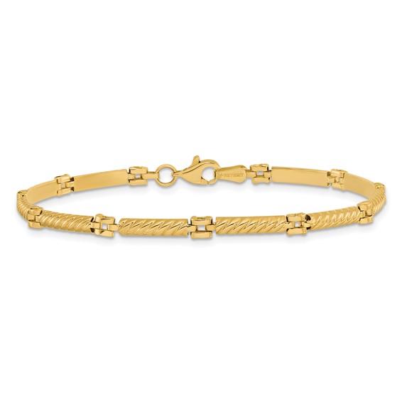 Leslie's 14K Polished and Textured Fancy Link Bracelet