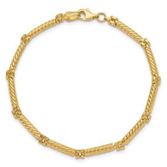 Leslie's 14K Polished and Textured Fancy Link Bracelet