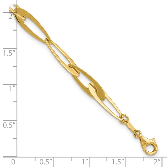 Leslie's 14K Polished Fancy Link w/.25in ext. Bracelet