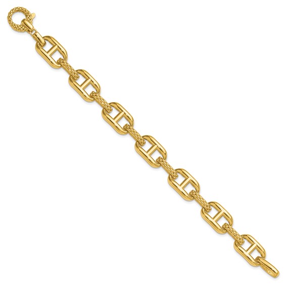 Leslie's 14K Polished and Textured Fancy Link Bracelet
