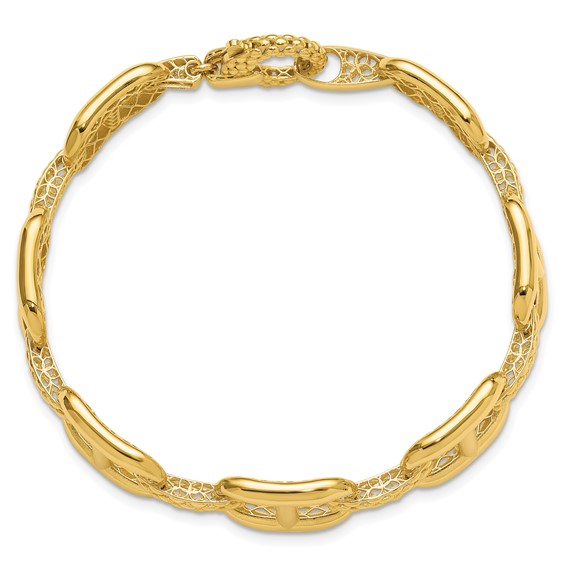 Leslie's 14K Polished and Textured Fancy Link Bracelet